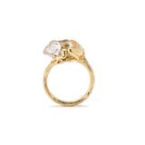 Frog Abalone Stackable Ring in 18K Gold made with Brown Diamonds, Rock Crystal and Abalone side view