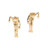 Frog Abalone Hanging Earring in 18K Gold made with White Diamond, Rock Crystal and Abalone front view