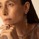 Jellyfish Quartz and Tahitian Pearl Drop Earring with Diamonds