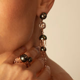 Jellyfish Tahitian Pearl and Quartz Drop Earring with Diamonds