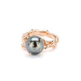 Jellyfish Tahitian Pearl Ring with White Diamonds