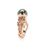 Jellyfish Tahitian Pearl Ring with White Diamonds