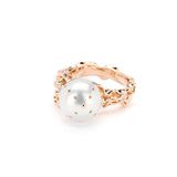Jellyfish White Pearl Ring with White Diamonds