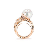 Jellyfish White Pearl Ring with White Diamonds