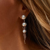 Jellyfish White Pearls Drop Earring with Diamonds