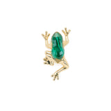 Mini Frog Malachite Quartz Stud in 18K Gold made with Rock Crystal and Malachite top view
