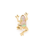 Mini Frog Opal Quartz Stud in 18K Gold made with Rock Crystal and Opal front view