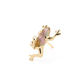 Mini Frog Opal Quartz Stud in 18K Gold made with Rock Crystal and Opal side view