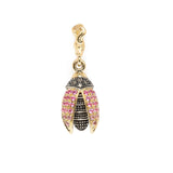 Mini Scarab Pink Sapphire Fly Wings Charm