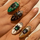 Scarab Mammoth Ring with Green Tourmaline