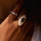 Scarab Pink Opal Ring with Green Tourmaline