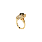 Scarab Ring in 18K gold with Tourmaline and diamonds — front side view