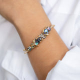 Tadpole to Frog Bangle 18K Gold made with Abalone and diamonds wear on