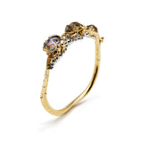 Tadpole to Frog Bangle 18K Gold made with Abalone and diamonds front side view