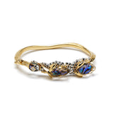 Tadpole to Frog Bangle 18K Gold made with Abalone and diamonds top view