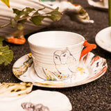 TEA CUP CORAL WITH OWL LARGE