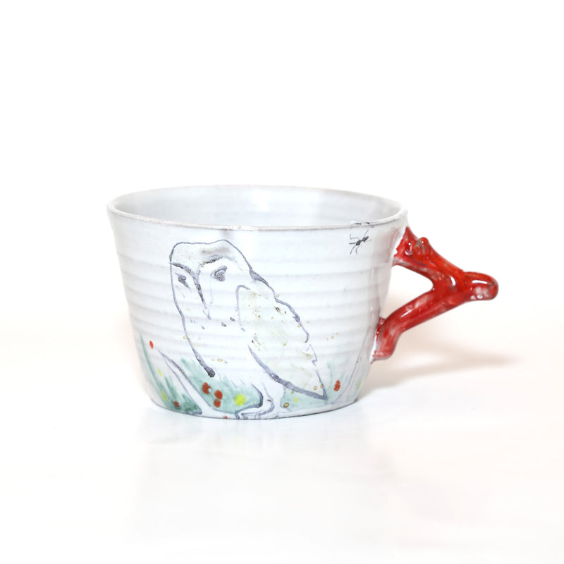 TEA CUP CORAL WITH OWL LARGE