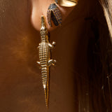 Alligator Yellow Gold Bite Earring