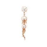 Jellyfish White Pearls Drop Earring with Diamonds