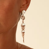 Jellyfish White Pearls and Quartz Drop Earring with Diamonds