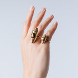 Scarab Gold Brushed Ring with Watermelon Tourmaline