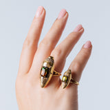 Scarab Gold Brushed Ring with Watermelon Tourmaline