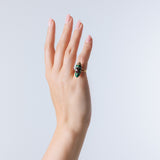 Scarab Ring in 18K gold with Malachite, Spinel and diamonds — Wear on