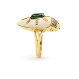 Scarab Mammoth Ring with Green Tourmaline