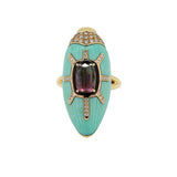 Scarab Turquoise Ring with Watermelon Tourmaline