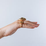 Scarab Ring in 18K gold with Tourmaline and diamonds — wear on 2 rings side view