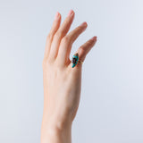Scarab Ring in 18K gold with Turquoise, Spinel and diamonds — wear on
