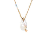 Mermaid Pearl Pendant on a Wave Chain
