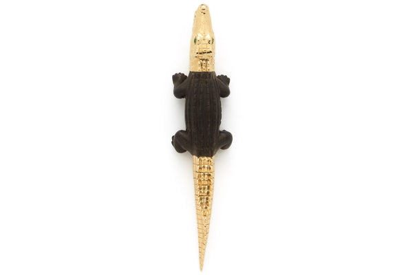 Ebony Wood Alligator Bite Earring