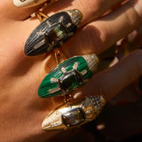 Scarab Gold Brushed Ring with Watermelon Tourmaline