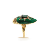 Scarab Malachite Ring with Green Tourmaline