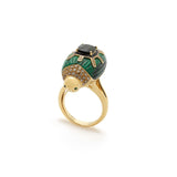 Scarab Malachite Ring with Green Tourmaline