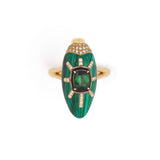 Scarab Malachite Ring with Green Tourmaline