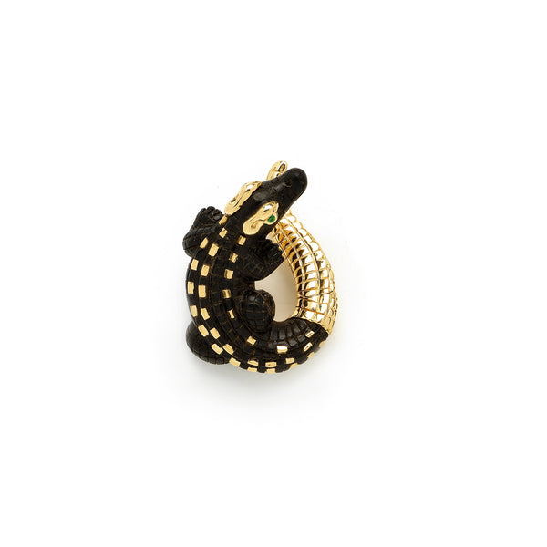 Alligator Ebony Wood Twist Earring