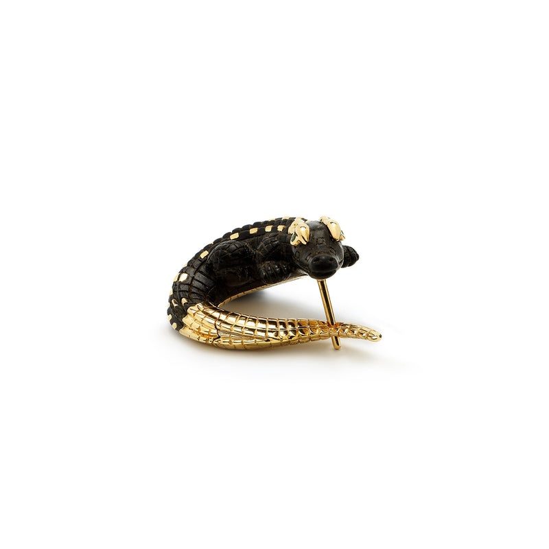 Alligator Ebony Wood Twist Earring