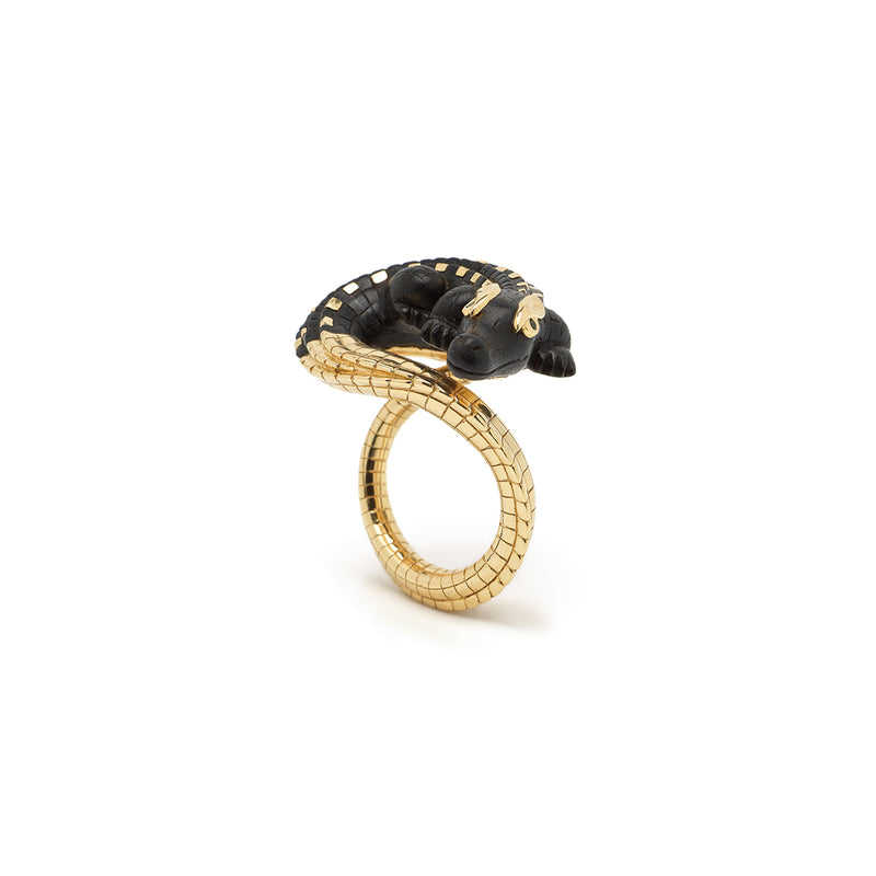 Alligator Ebony Wood Twist Ring