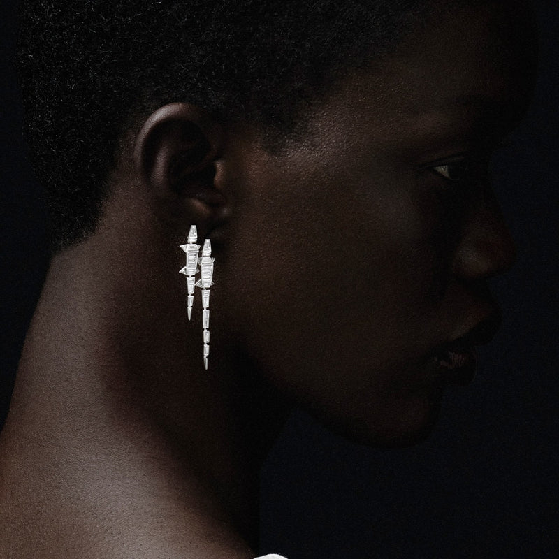Diamond Alligator Earring Extra Long