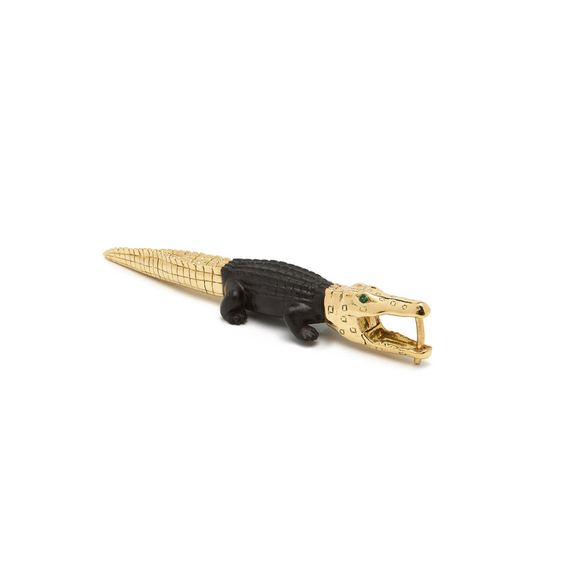 Ebony Wood Alligator Bite Earring