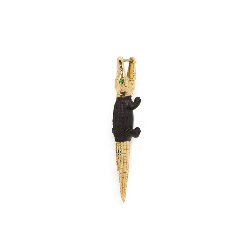 Ebony Wood Alligator Bite Earring