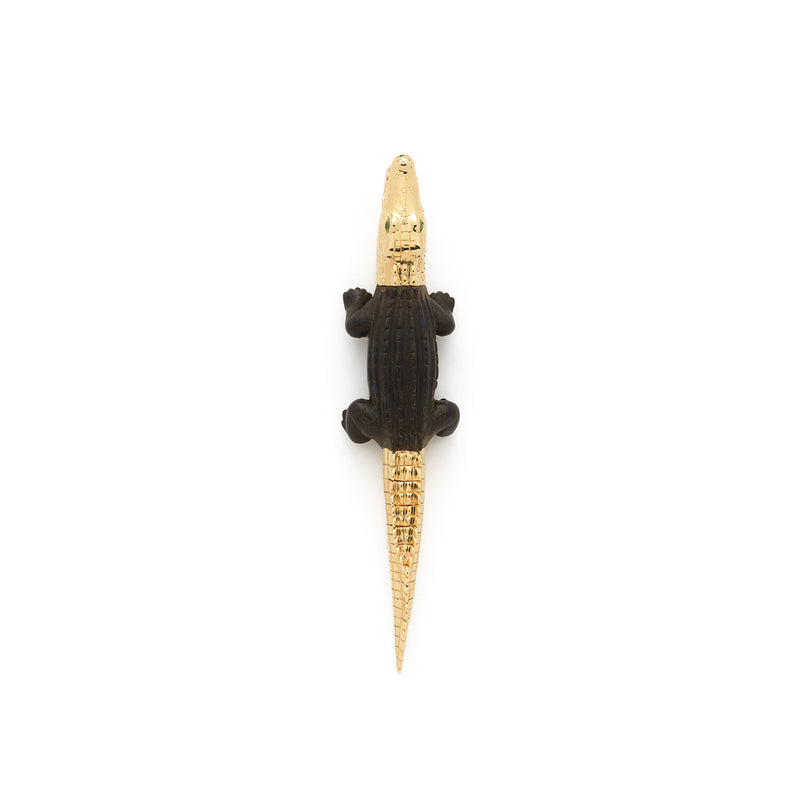 Ebony Wood Large Alligator Bite Earring