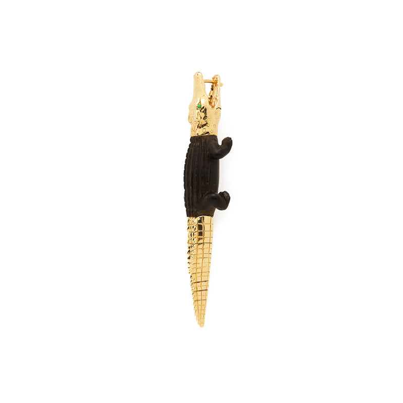 Ebony Wood Large Alligator Bite Earring