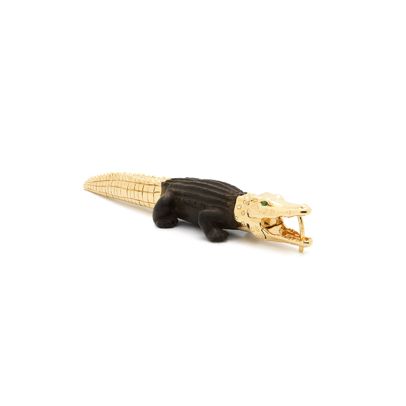 Ebony Wood Large Alligator Bite Earring