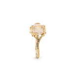 Frog Opal Stackable Ring in 18K Gold made with Brown Diamonds, Rock Crystal and Opal front view