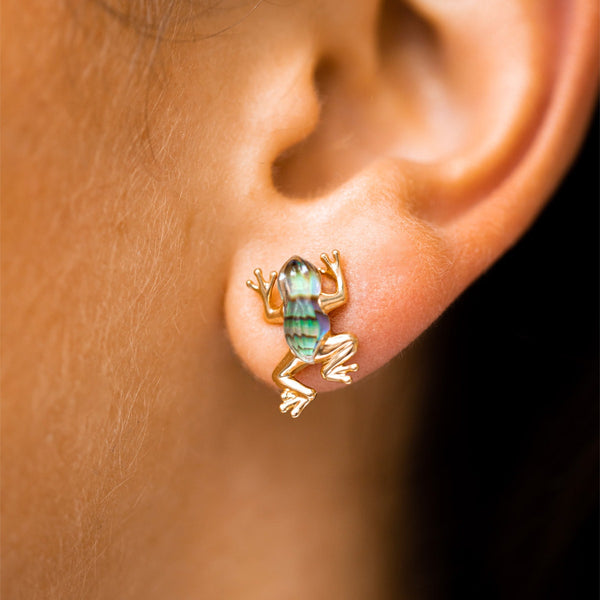MIni Frog Abalone Quartz Stud