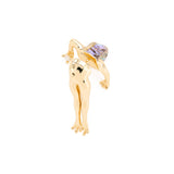 Frog Abalone Hanging Earring in 18K Gold made with White Diamond, Rock Crystal and Abalone back view