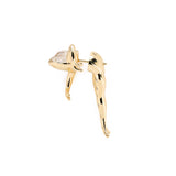Frog Abalone Hanging Earring in 18K Gold made with White Diamond, Rock Crystal and Abalone side view